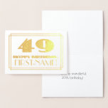 [ Thumbnail: 49th Birthday; Name + Art Deco Inspired Look "49" Foil Card ]