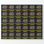 [ Thumbnail: 49th Birthday: Name & Faux Wood Grain Pattern "49" Wrapping Paper ]