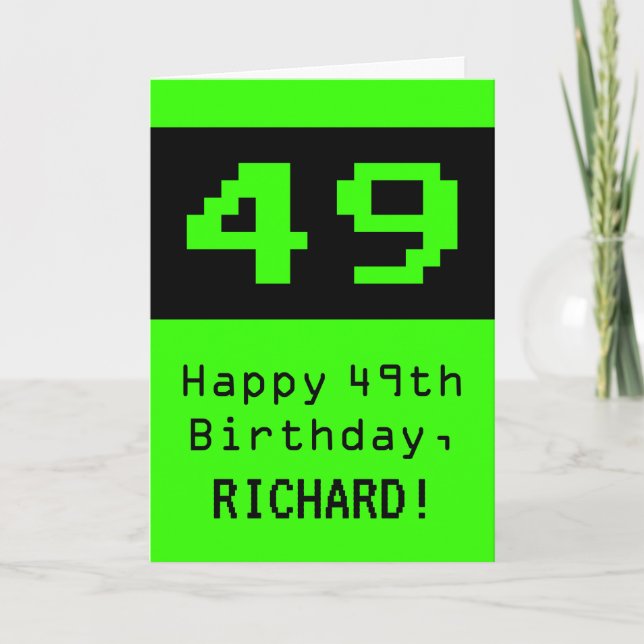 49th Birthday: Nerdy / Geeky Style "49" and Name Card (Front)