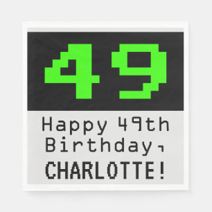 49th Birthday - Nerdy / Geeky Style "49" & Name Napkins