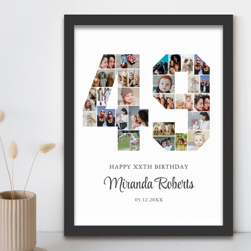 49th Birthday Number 49 Custom Photo Collage Poster