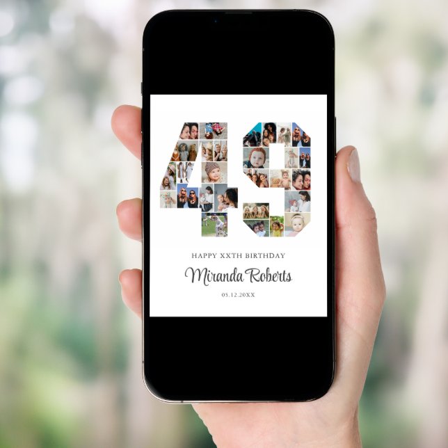 49th Birthday Number 49 Custom Photo Collage Poster (Front Digital)