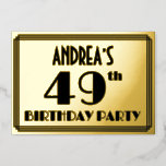 [ Thumbnail: 49th Birthday Party — Art Deco Look “49” + Name Invitation ]