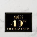 [ Thumbnail: 49th Birthday Party: Art Deco Look “49”, W/ Name Invitation ]