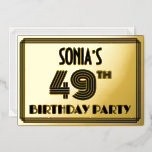 [ Thumbnail: 49th Birthday Party — Art Deco Style “49” & Name Invitation ]