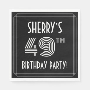 49th Birthday Party: Art Deco Style + Custom Name Napkins