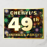 [ Thumbnail: 49th Birthday Party: Bold, Colorful Fireworks Look Postcard ]