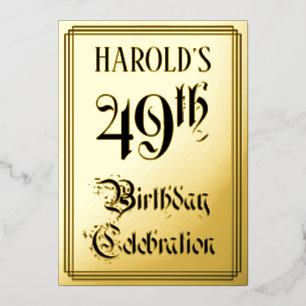 49th Birthday Party — Elegant Script + Custom Name Foil Invitation