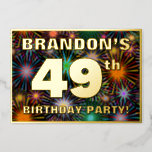 [ Thumbnail: 49th Birthday Party — Fun, Colorful Fireworks Look Invitation ]
