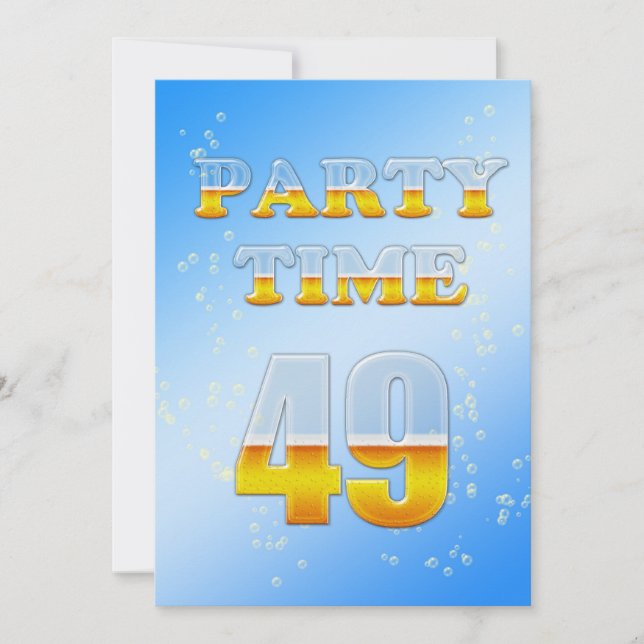 49th birthday party invitation with beer (Front)