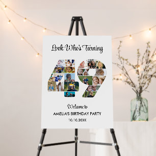 49th Birthday Party Number 49 Photo Collage Foam Board