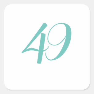 49th Birthday Party Teal Forty Nine Custom Age Square Sticker