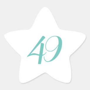 49th Birthday Party Teal Forty Nine Custom Age Star Sticker