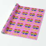 [ Thumbnail: 49th Birthday: Pink Stripes & Hearts, Rainbow # 49 Wrapping Paper ]