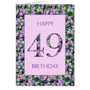 49th Birthday Purple Daisies Cards