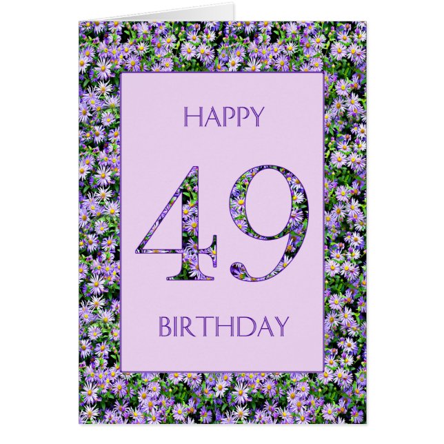 49th Birthday Purple Daisies Cards (Front)