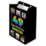 [ Thumbnail: 49th Birthday: Rainbow “49“, Custom Photos & Name Gift Bag ]