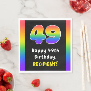 49th Birthday: Rainbow Spectrum # 49, Custom Name Napkins