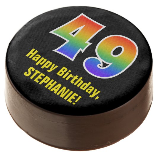 49th Birthday - Rainbow Spectrum Pattern Number 49 Chocolate Covered Oreo (Angled)