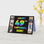 [ Thumbnail: 49th Birthday: Rainbow Text, Custom Photos & Name Card ]