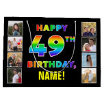 [ Thumbnail: 49th Birthday: Rainbow Text, Custom Photos & Name Gift Bag ]