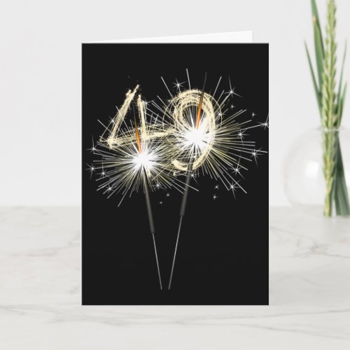 49th Birthday Sparklers on Black Card