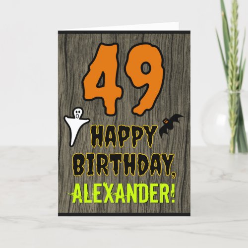 49th Birthday Spooky Halloween Theme Custom Name Card