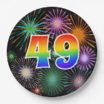 [ Thumbnail: 49th Event - Fun, Colorful, Bold, Rainbow 49 Paper Plates ]