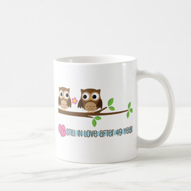 49th Wedding Anniversary Owls Coffee Mug (Right)
