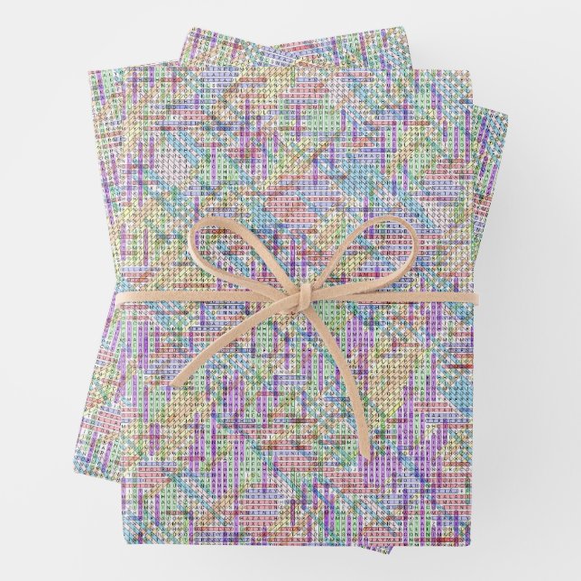 4,000+ Boys Names Word Search Puzzle Solved Wrapping Paper Sheets (In situ)