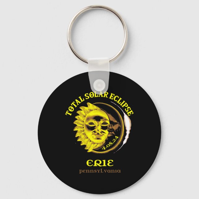 4.08.24 Total Solar Eclipse 2024 Erie Pennsylvania Keychain (Front)