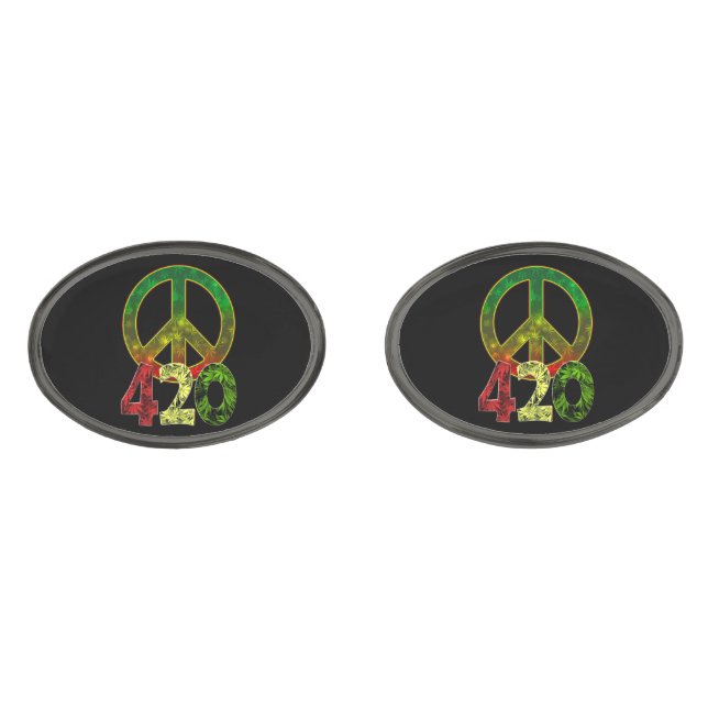 4 20 Peace Cufflinks (Front)