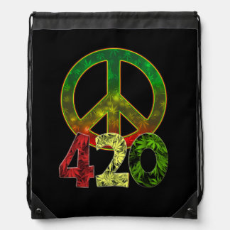 4 20 Peace Drawstring Bag