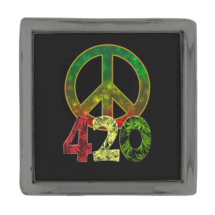 4 20 Peace Gunmetal Finish Lapel Pin