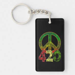4 20 Peace Keychain