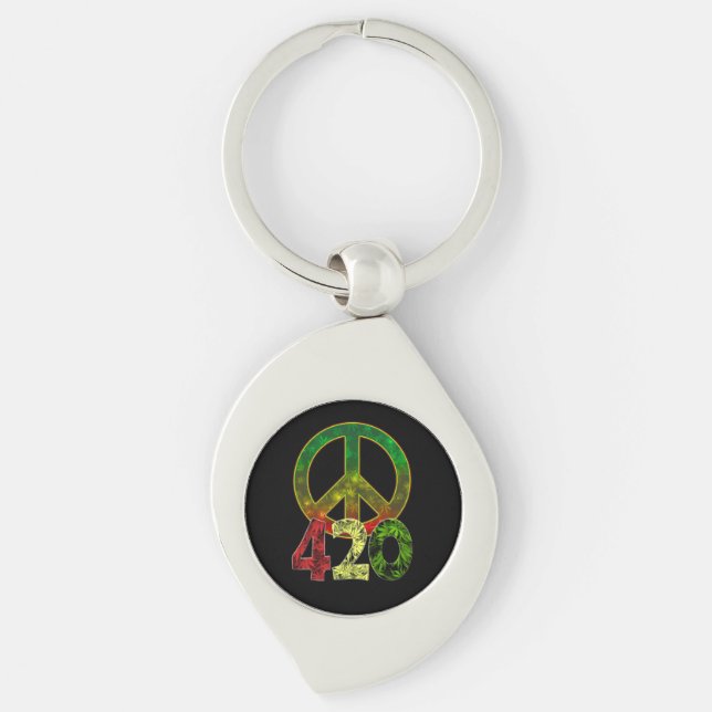 4 20 Peace Keychain (Front)