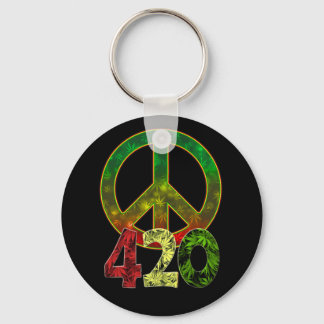 4 20 Peace Keychain