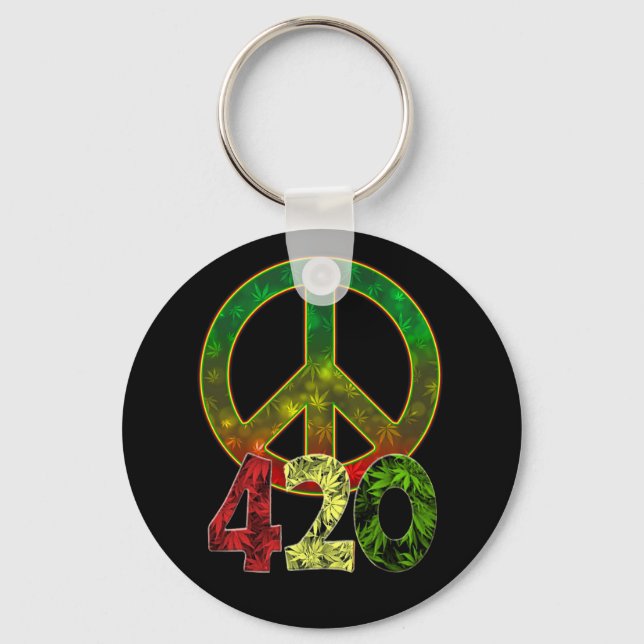 4 20 Peace Keychain (Front)