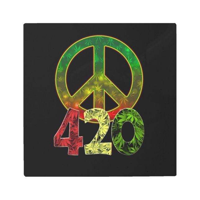 4 20 Peace Metal Print (Front)
