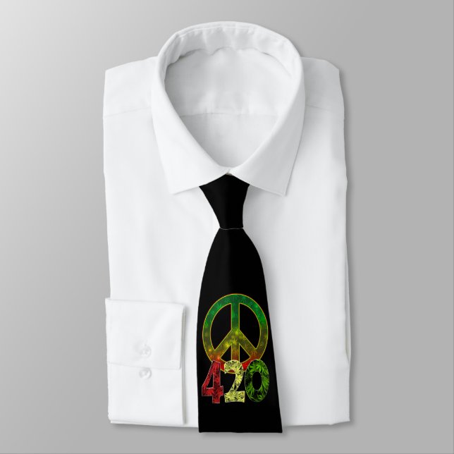 4 20 Peace Neck Tie (Tied)