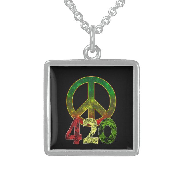4 20 Peace Sterling Silver Necklace (Front)