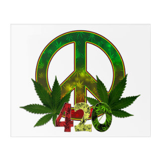 4 20 Rasta Peace Weed Acrylic Print