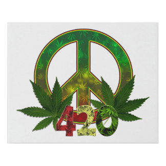 4 20 Rasta Peace Weed Faux Canvas Print