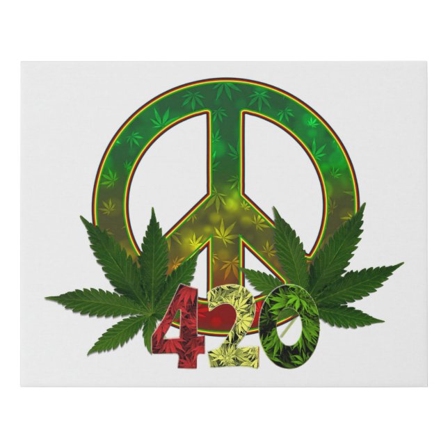 4 20 Rasta Peace Weed Faux Canvas Print (Front)