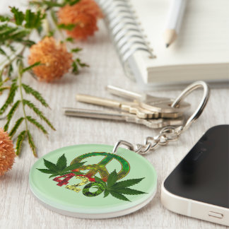 4 20 Rasta Peace Weed Green Keychain