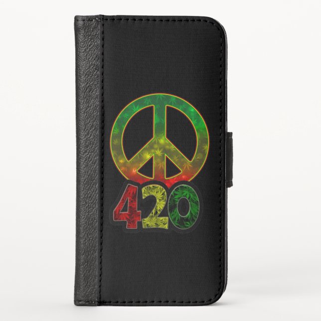4 20 Weed Rasta Peace iPhone Wallet Case (Front)
