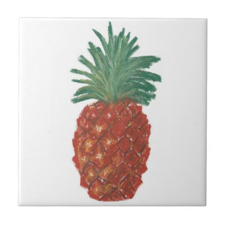 4.25"x4.25" Ceramic Tile, Coaster - Pineapple
