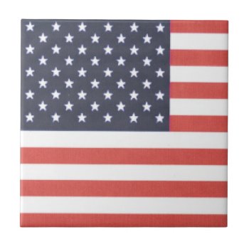 4.25" X 4.25" Ceramic Tile - American Flag by ELGRECOART at Zazzle
