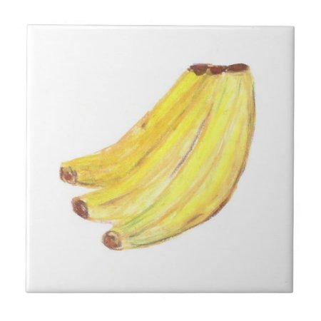 4.25" X 4.25" Ceramic Tile, Coaster - Bananas