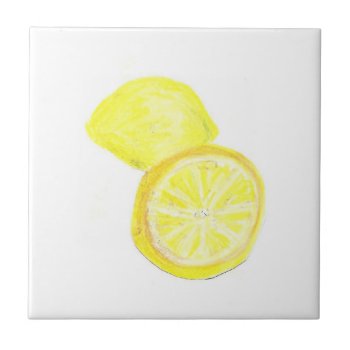 4.25" X 4.25" Ceramic Tile  Coaster - Lemons by ELGRECOART at Zazzle